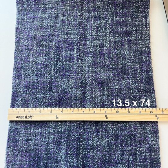 Mucros Handwoven in Ireland Wool Fringe Scarf Gray Purple Abstract Plaid - Picture 5 of 5